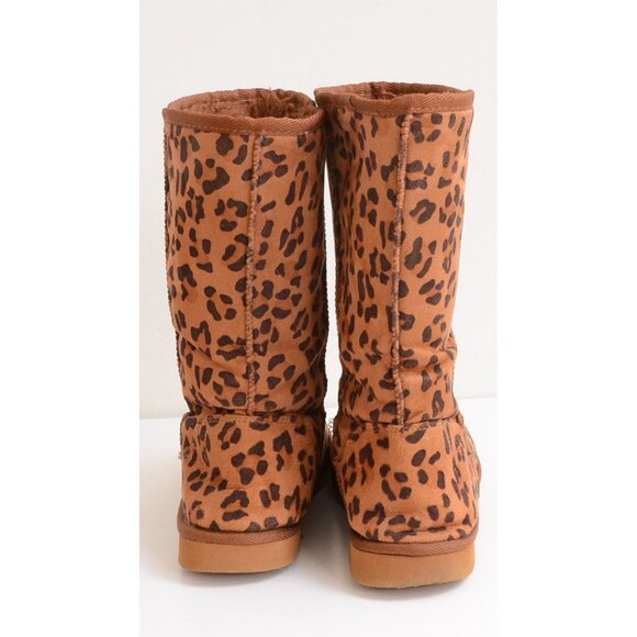 Y2K Soda Leopard Print Fleece Shearling Vegan Warm Boots Women's Size 8.5 - Picture 5 of 5